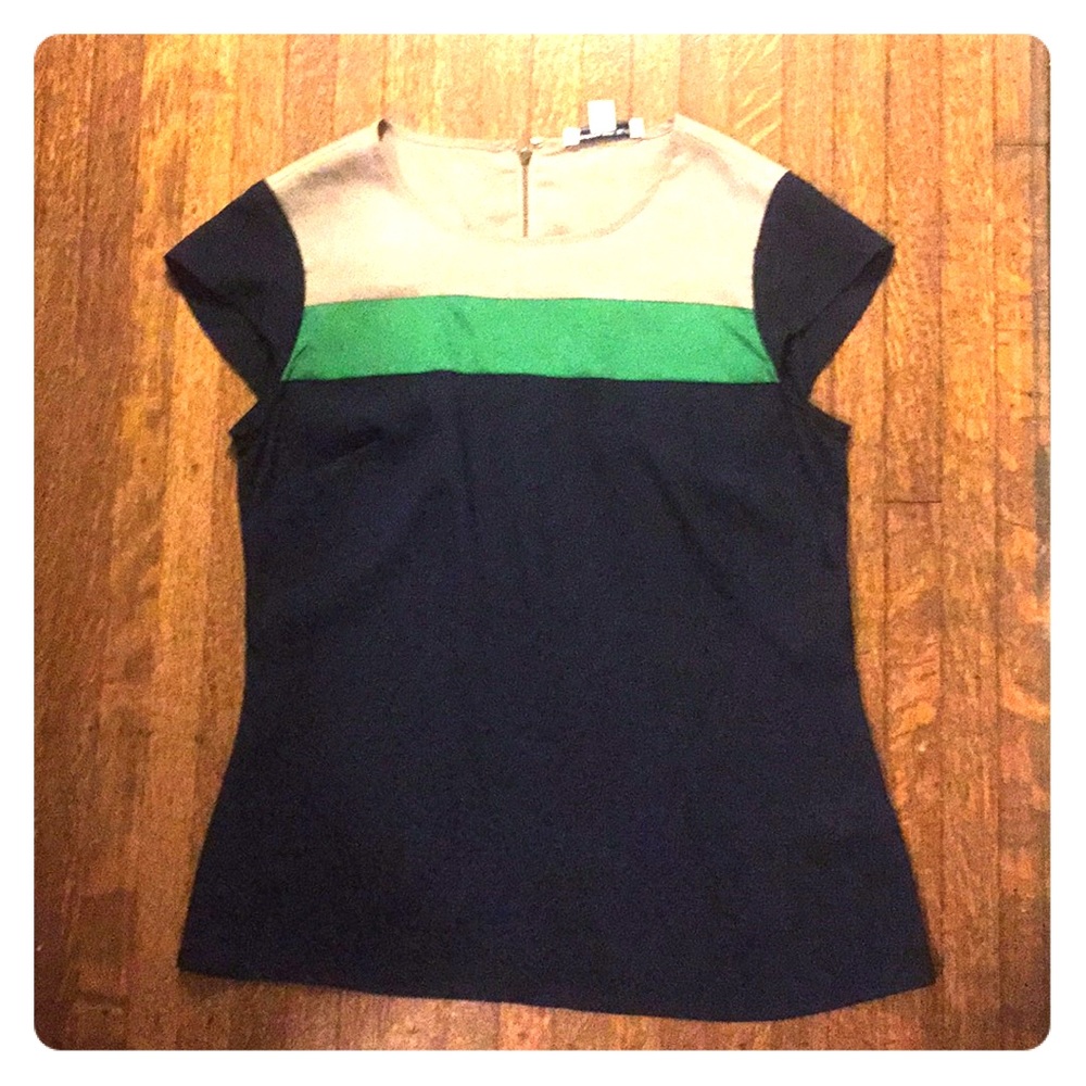 Navy, Green, & Grey Top